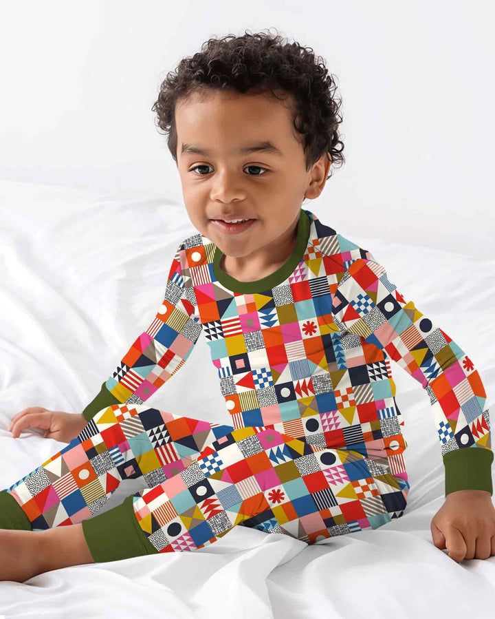 Playful Shapes Bamboo Two Piece Long Sleeve Pajama Set