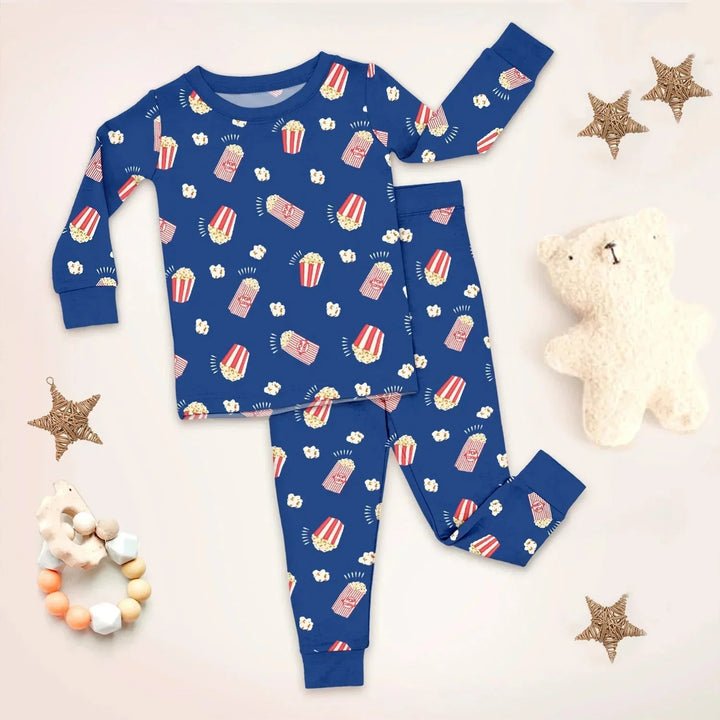 Popcorn Two Piece Long Sleeve Pajama Set , Popcorn Two Piece Long Sleeve Pajama Set - 12-18M