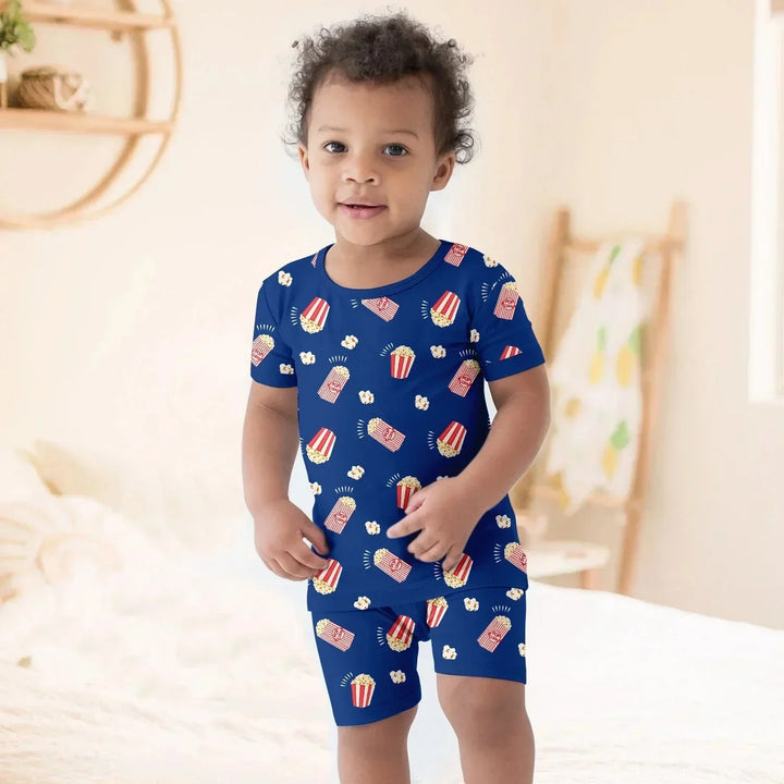 Popcorn Two Piece Short Sleeve Shorts Pajama Set , Popcorn Two Piece Short Sleeve Shorts Pajama Set - 12-18M