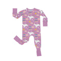 Purple Unicorns Crescent Zippered Romper , Purple Unicorns Crescent Zippered Romper - Newborn