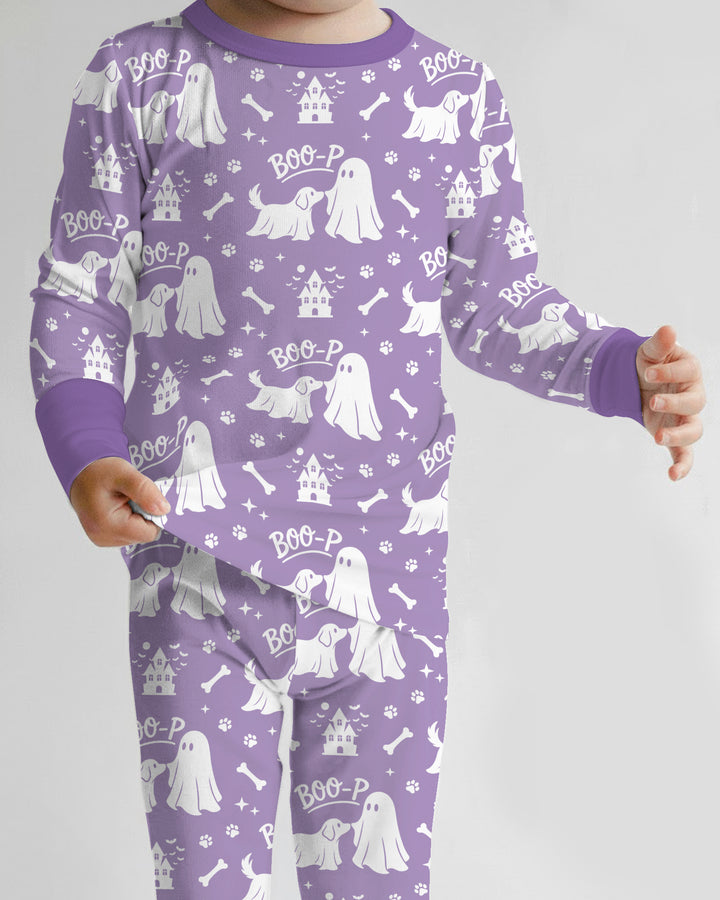Boo-p Ghost Dog Bamboo Two Piece Long Sleeve Pajama Set