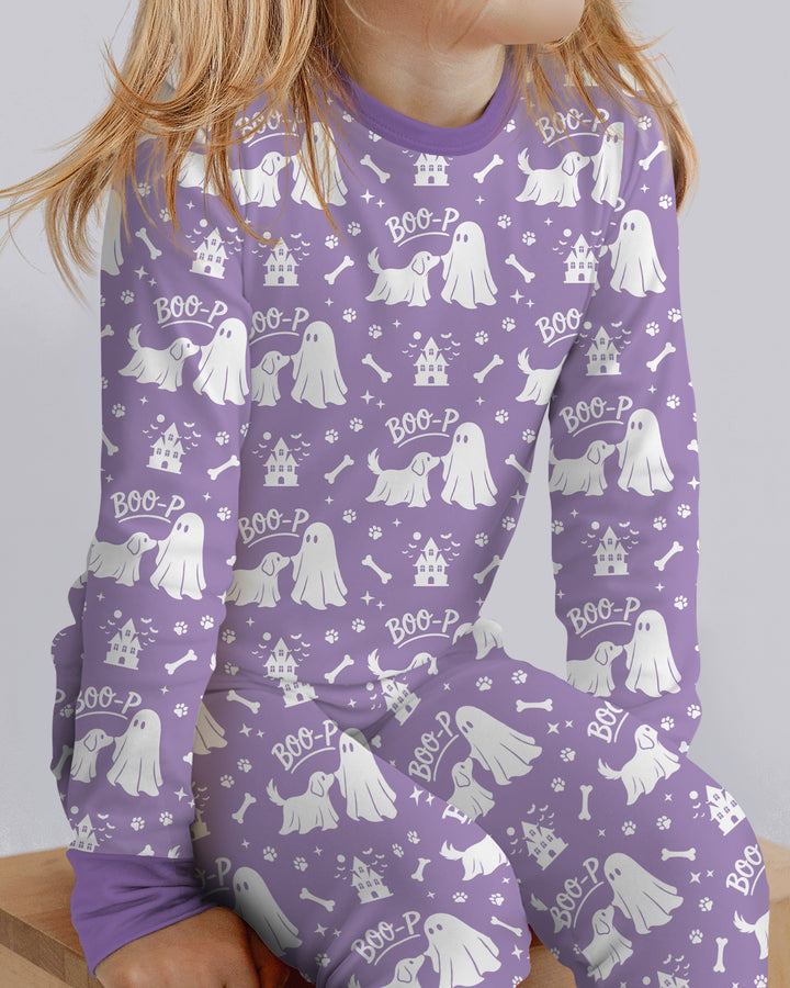 Boo-p Ghost Dog Bamboo Two Piece Long Sleeve Pajama Set