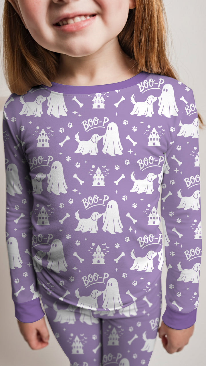 Boo-p Ghost Dog Bamboo Two Piece Long Sleeve Pajama Set