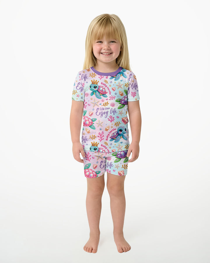 Baby Turtle Bamboo Two Piece Short Sleeve Shorts Pajama Set