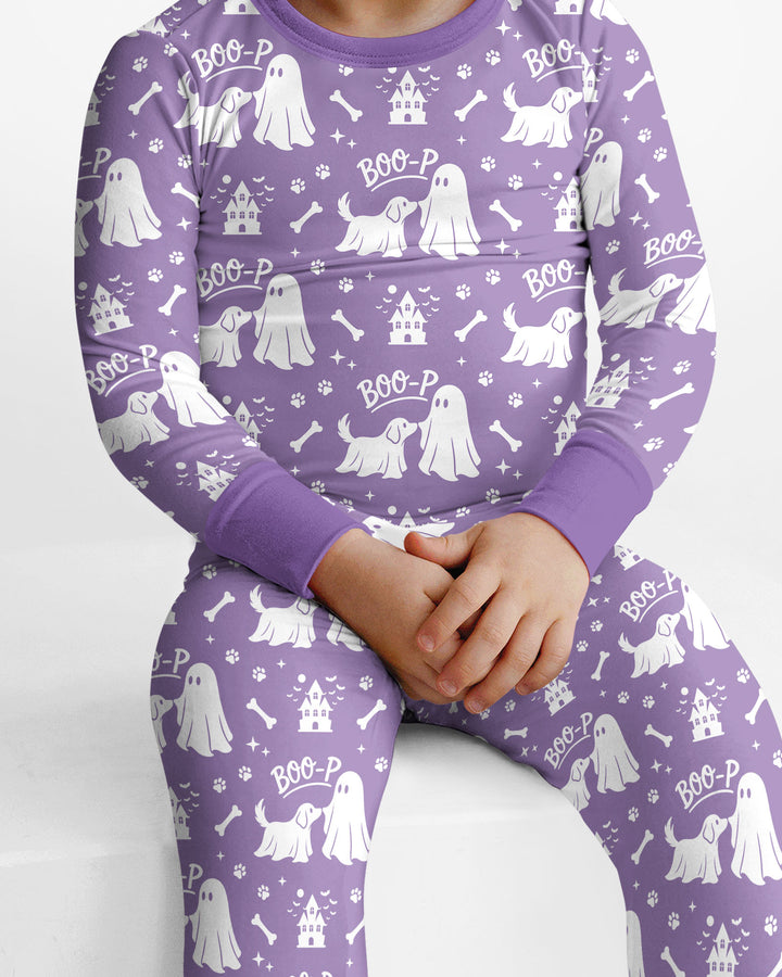 Boo-p Ghost Dog Bamboo Two Piece Long Sleeve Pajama Set