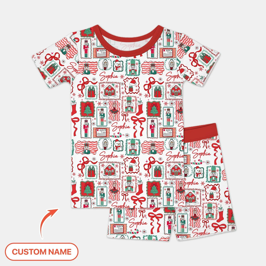Personalized Nutcracker Parade Two Piece Short Sleeve Pajama Set , Personalized Nutcracker Parade Two Piece Short Sleeve Pajama Set - 12-18M