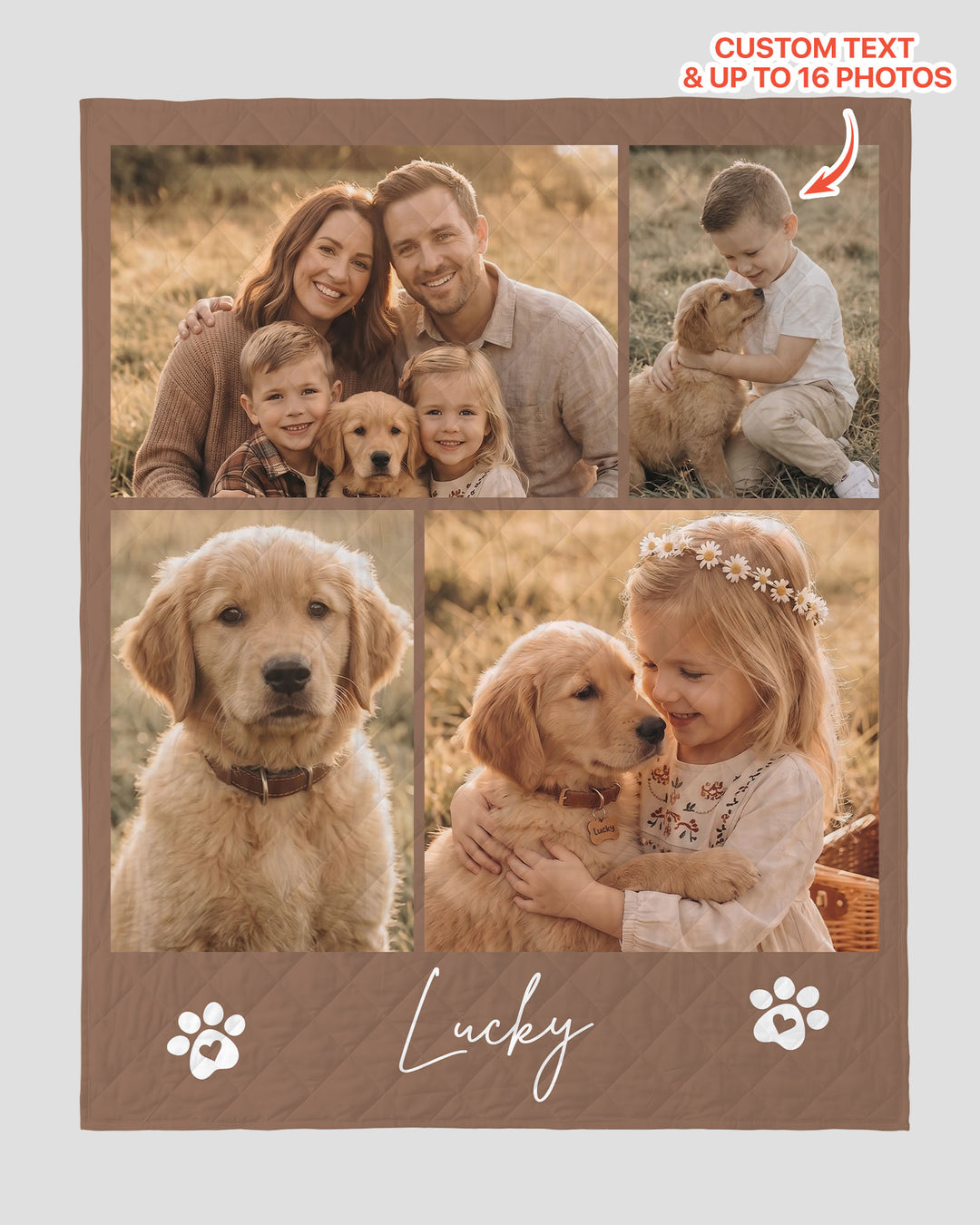 Custom Pet Photo Collage Bamboo Quilt Blanket