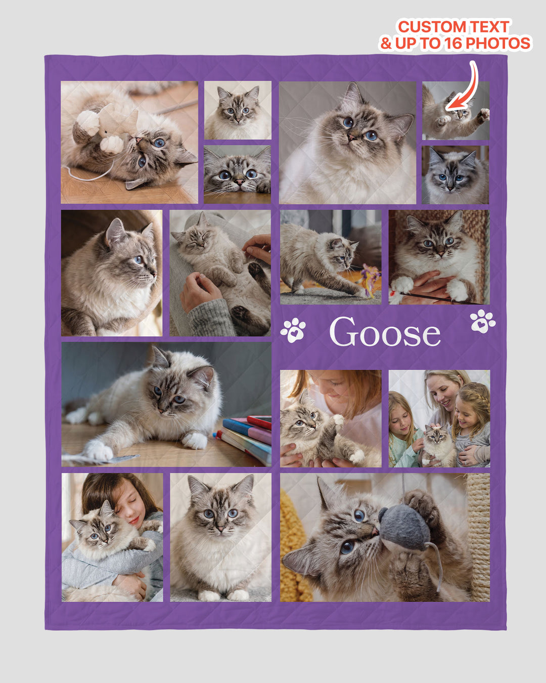 Custom Pet Photo Collage Bamboo Quilt Blanket