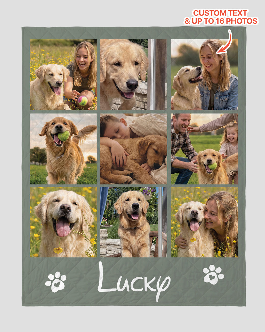 Custom Pet Photo Collage Bamboo Quilt Blanket