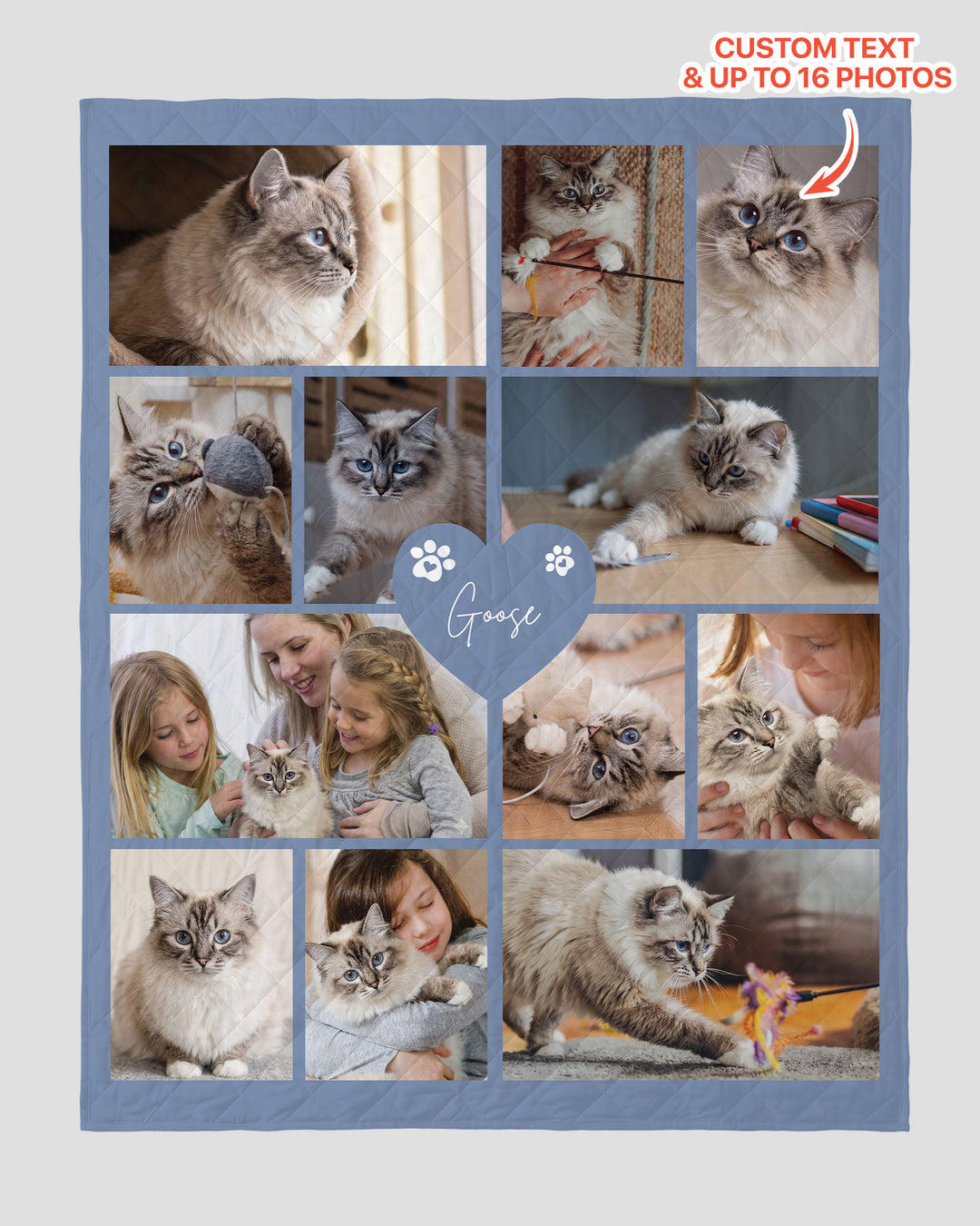 Custom Pet Photo Collage Bamboo Quilt Blanket