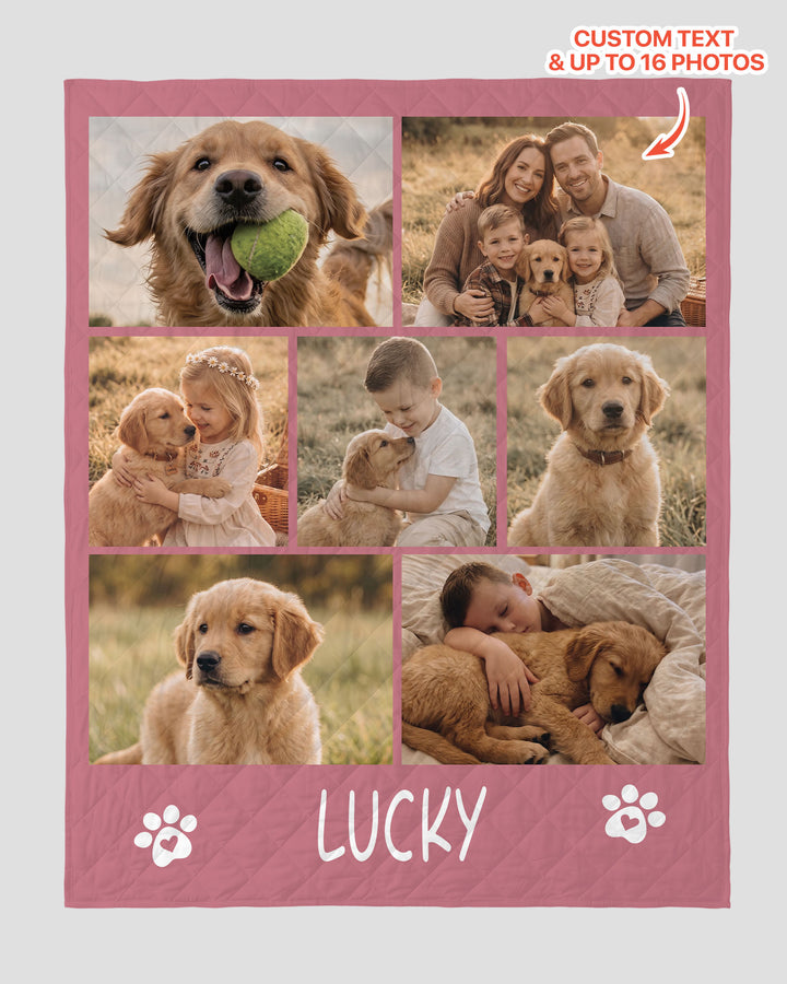 Custom Pet Photo Collage Bamboo Quilt Blanket