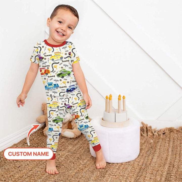 Racing Fun God Says I Am Custom Name Two Piece Short Sleeve Pajama Set , Racing Fun God Says I Am Custom Name Two Piece Short Sleeve Pajama Set - 12-18M