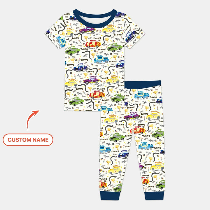Racing Fun God Says I Am Custom Name Two Piece Short Sleeve Pajama Set , Racing Fun God Says I Am Custom Name Two Piece Short Sleeve Pajama Set - 12-18M