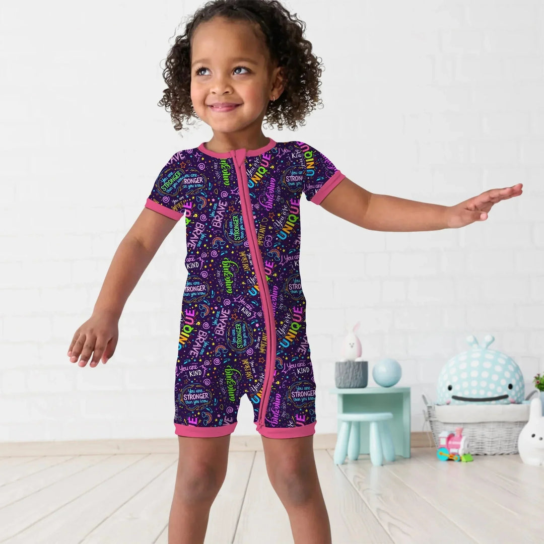 Rainbow Affirmations Shorty Zippy , Rainbow Affirmations Shorty Zippy - 0-3M