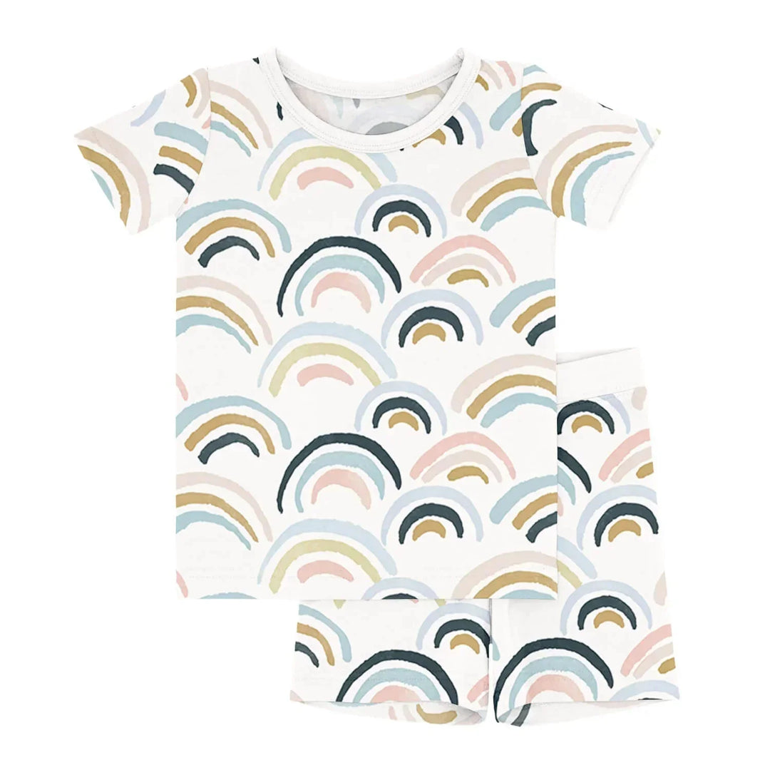 Rainbows Two Piece Short Sleeve Shorts Pajama Set , Rainbows Two Piece Short Sleeve Shorts Pajama Set - 12-18M