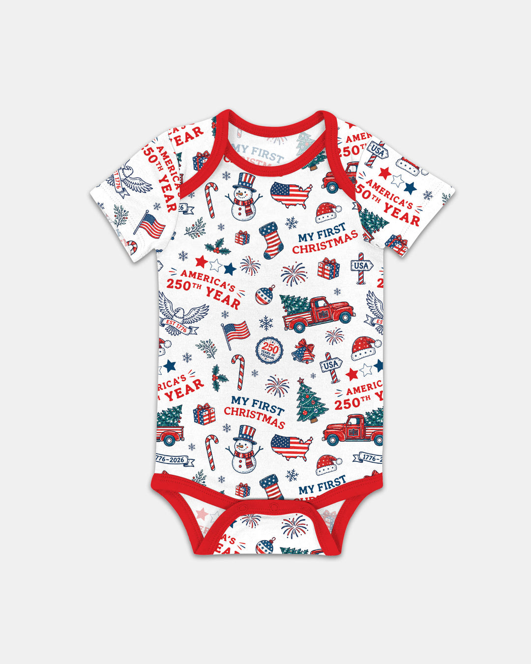 First Christmas In 250th Anniversary Custom Name Bamboo Bodysuit