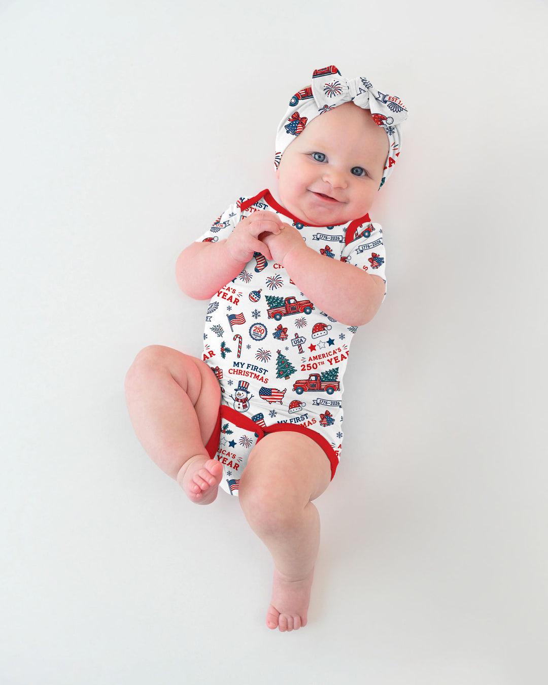 First Christmas In 250th Anniversary Custom Name Bamboo Bodysuit