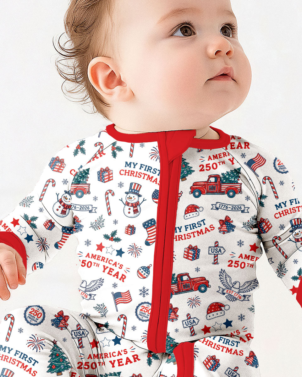 First Christmas In 250th Anniversary Custom Name Bamboo Convertible Zippy
