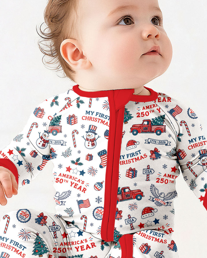 First Christmas In 250th Anniversary Custom Name Bamboo Convertible Zippy