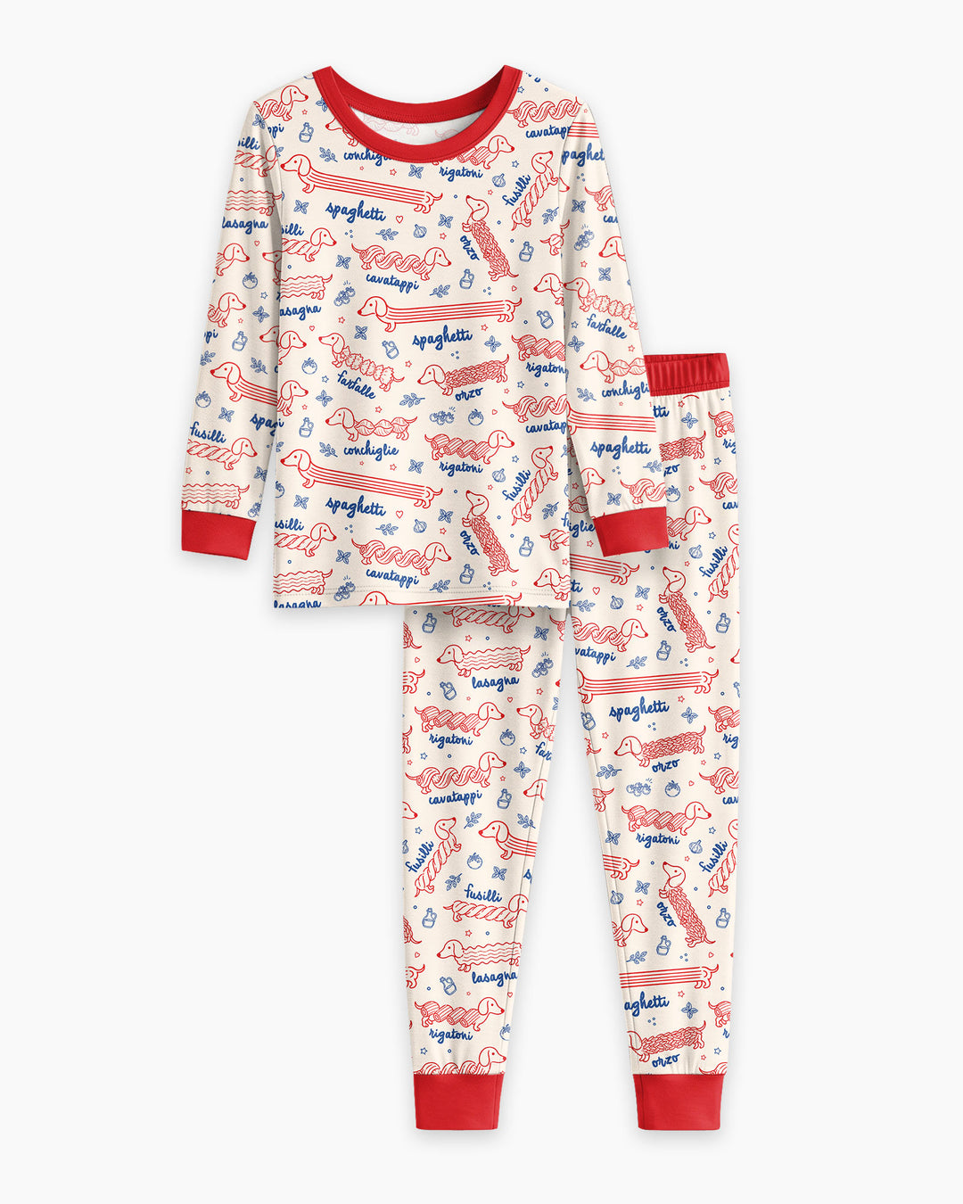 Dachshund Spagetti Bamboo Two Piece Long Sleeve Pajama Set