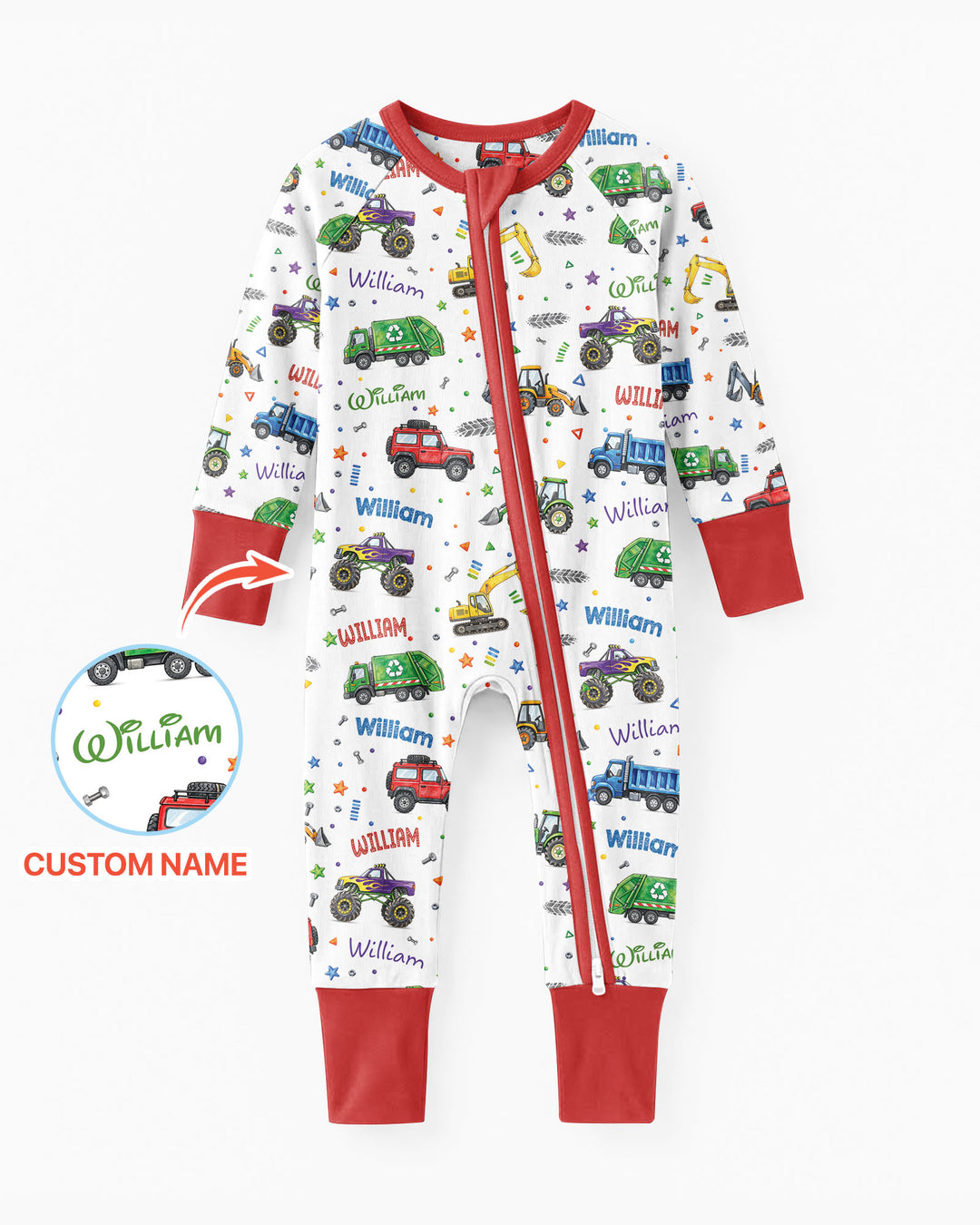 Cars And Trucks Parade Custom Name Bamboo Convertible Zippy