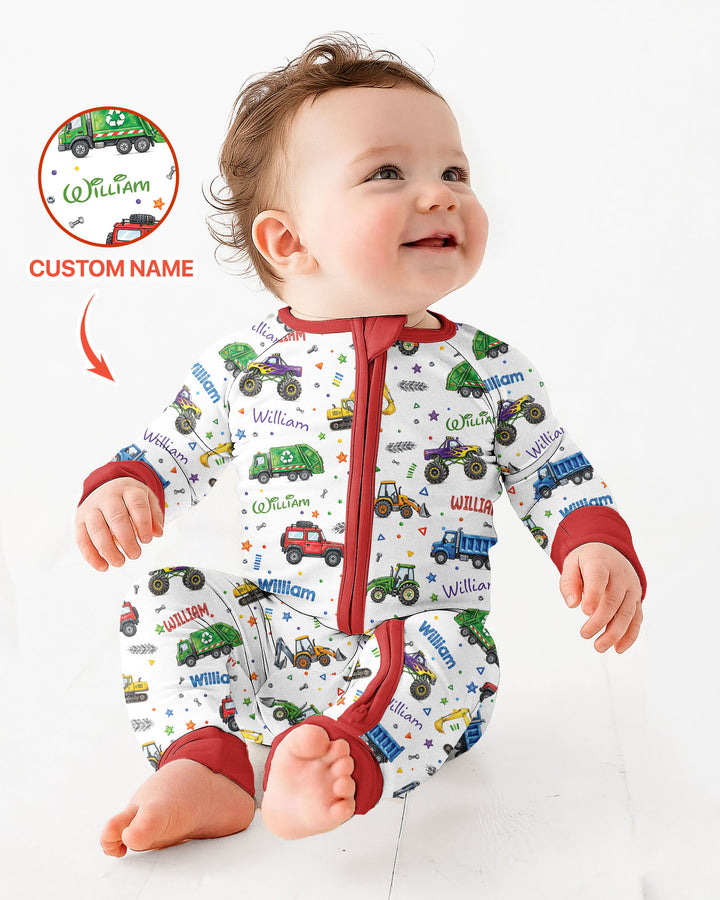 Cars And Trucks Parade Custom Name Bamboo Convertible Zippy