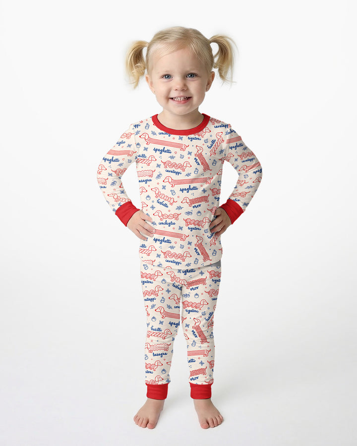 Dachshund Spagetti Bamboo Two Piece Long Sleeve Pajama Set