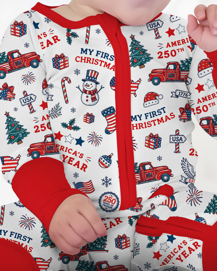 First Christmas In 250th Anniversary Custom Name Bamboo Convertible Zippy