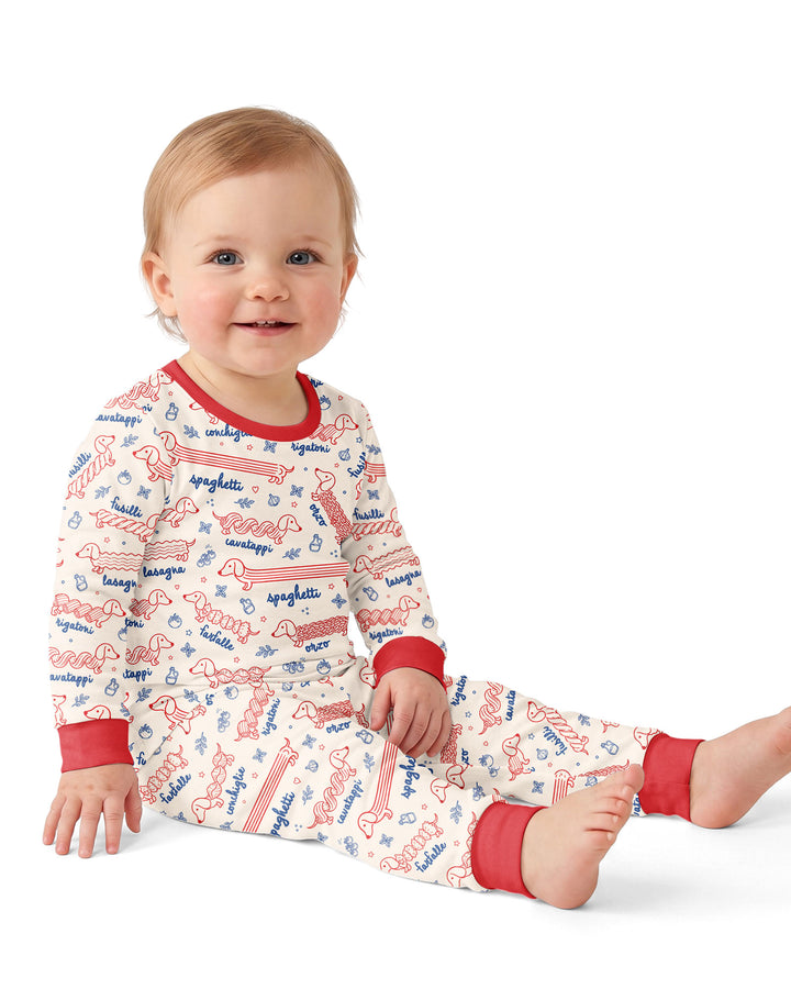 Dachshund Spagetti Bamboo Two Piece Long Sleeve Pajama Set