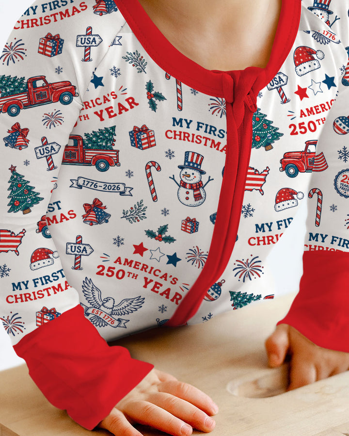 First Christmas In 250th Anniversary Custom Name Bamboo Convertible Zippy