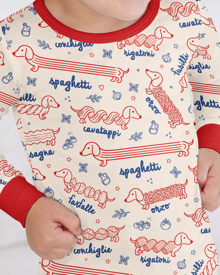 Dachshund Spagetti Bamboo Two Piece Long Sleeve Pajama Set