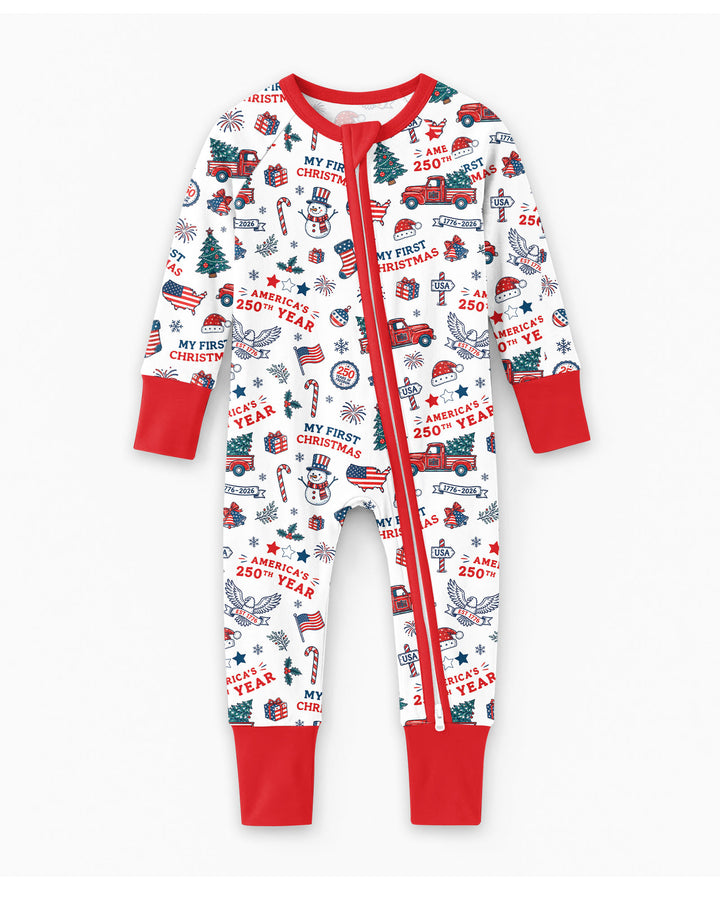 First Christmas In 250th Anniversary Custom Name Bamboo Convertible Zippy