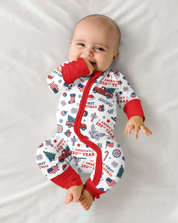 First Christmas In 250th Anniversary Custom Name Bamboo Convertible Zippy