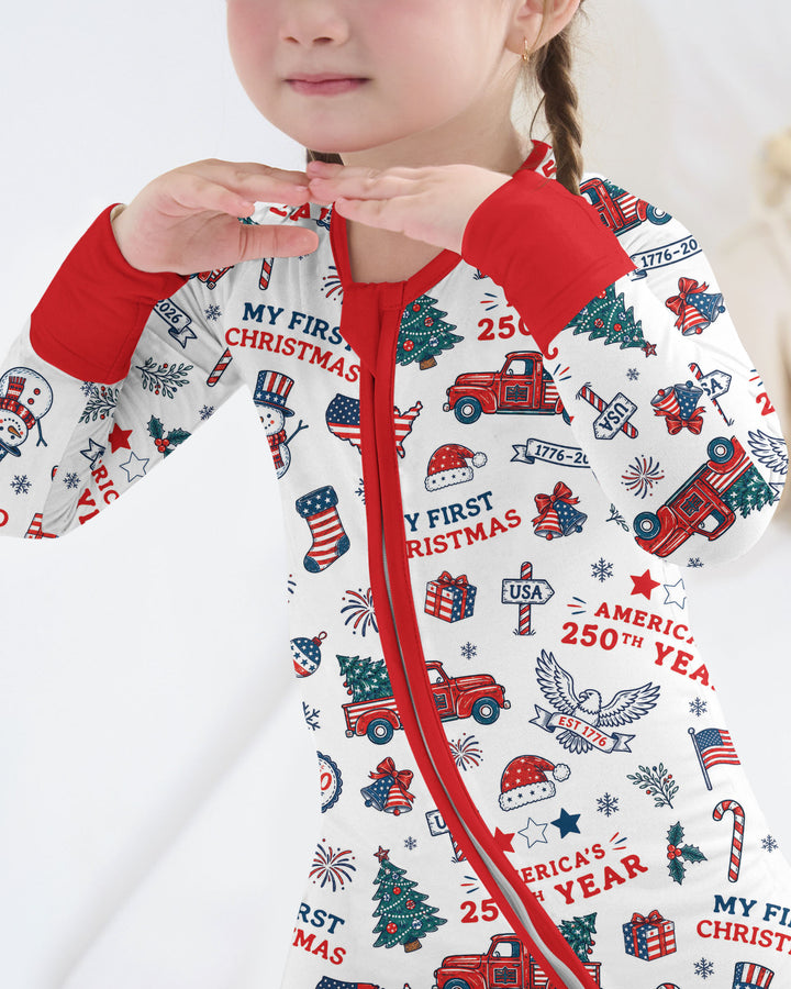 First Christmas In 250th Anniversary Custom Name Bamboo Convertible Zippy