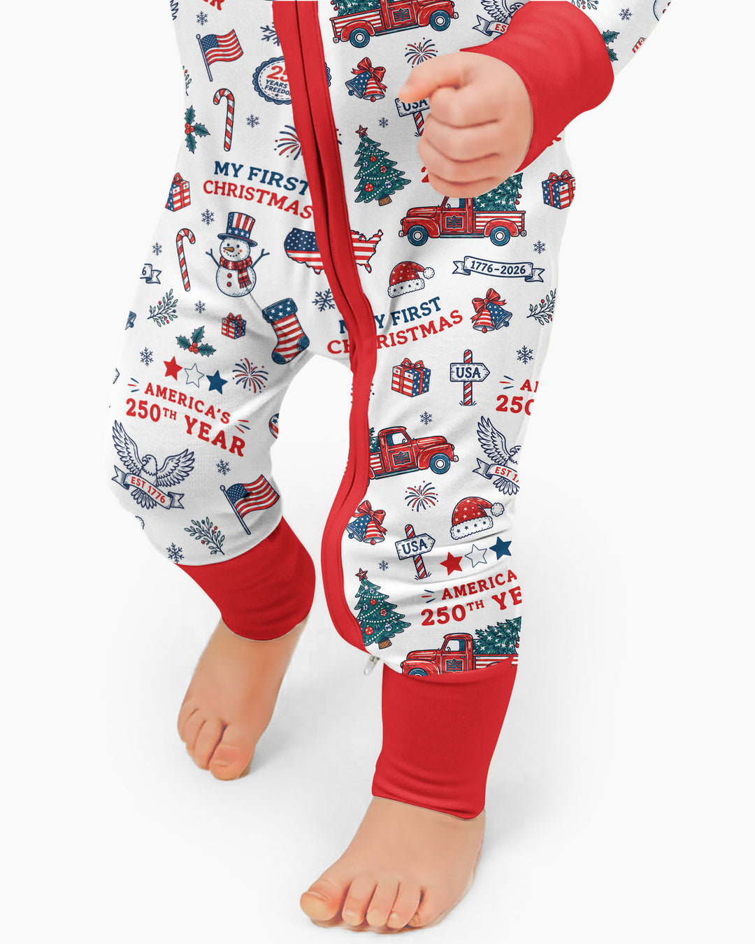 First Christmas In 250th Anniversary Custom Name Bamboo Convertible Zippy