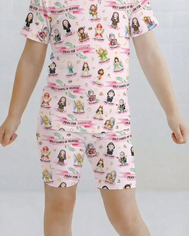 Holy Saints of Heaven Custom Name Bamboo Two Piece Short Sleeve Pajama Set