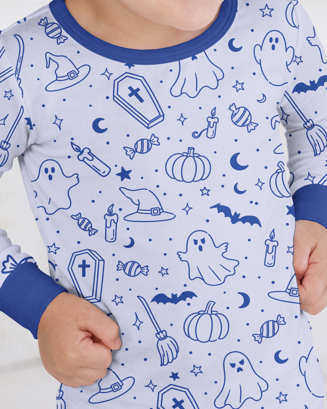 Cute Aesthetic Spooky Halloween Boo Bamboo Two Piece Long Sleeve Pajama Set