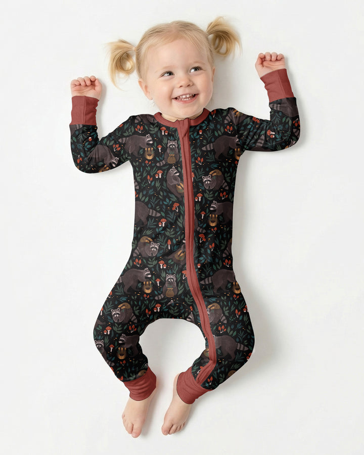 Raccoon And Whimsical Mushroom Bamboo Convertible Zippy