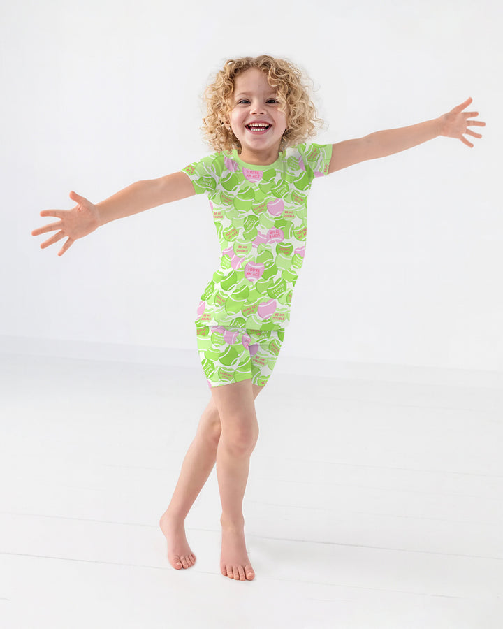 Tennis Candy Family Matching Bamboo Two Piece Short Sleeve Shorts Pajama Set