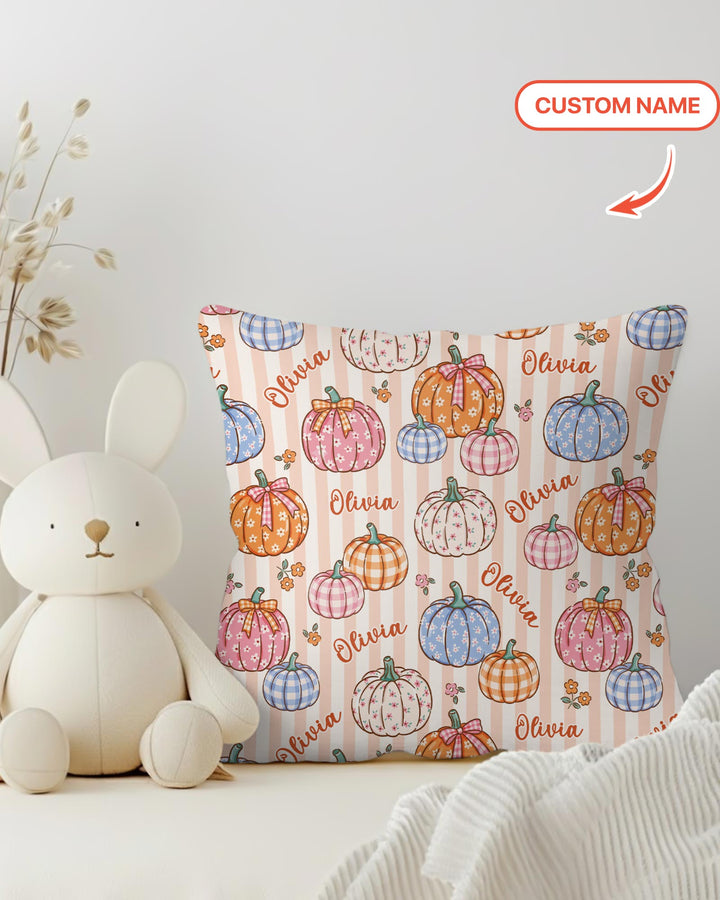 Custom Name Pumpkin Patch Bamboo Pillow Case