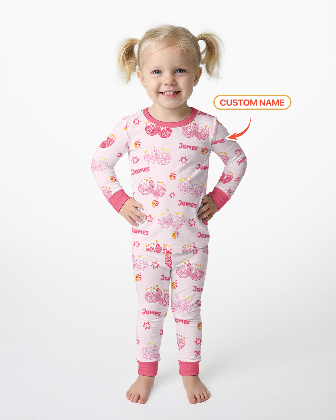 Hanukkah Jewish Octopus Bamboo Two Piece Long Sleeve Pajama Set