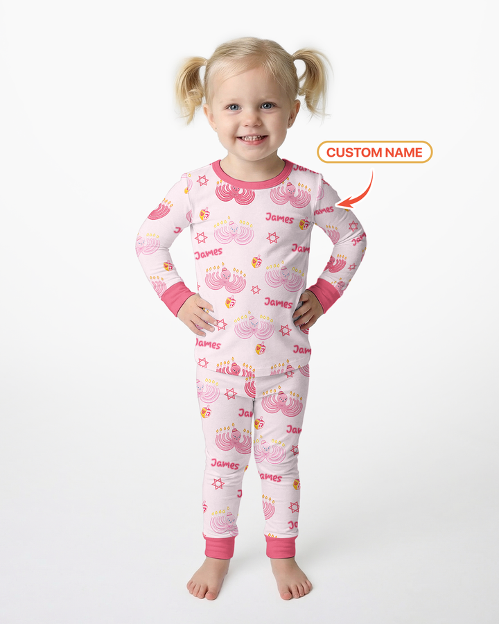 Hanukkah Jewish Octopus Bamboo Two Piece Long Sleeve Pajama Set