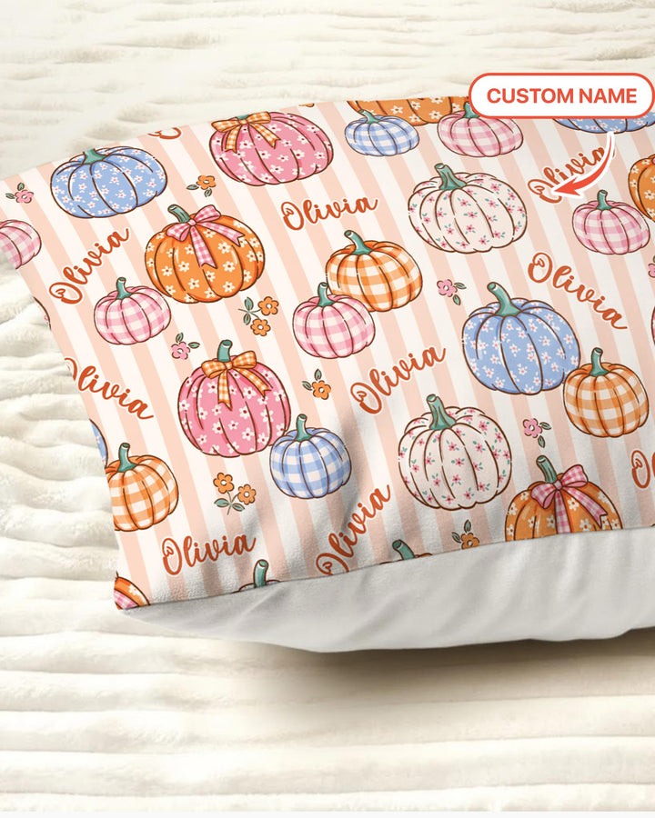 Custom Name Pumpkin Patch Bamboo Pillow Case