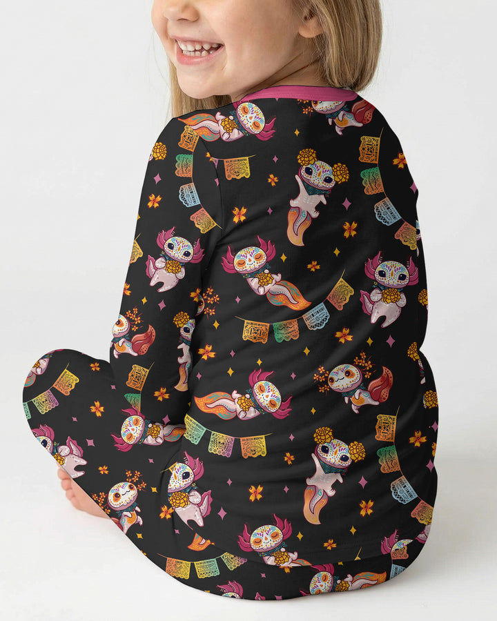 Axololt Día de los Muertos Bamboo Two Piece Long Sleeve Pajama Set