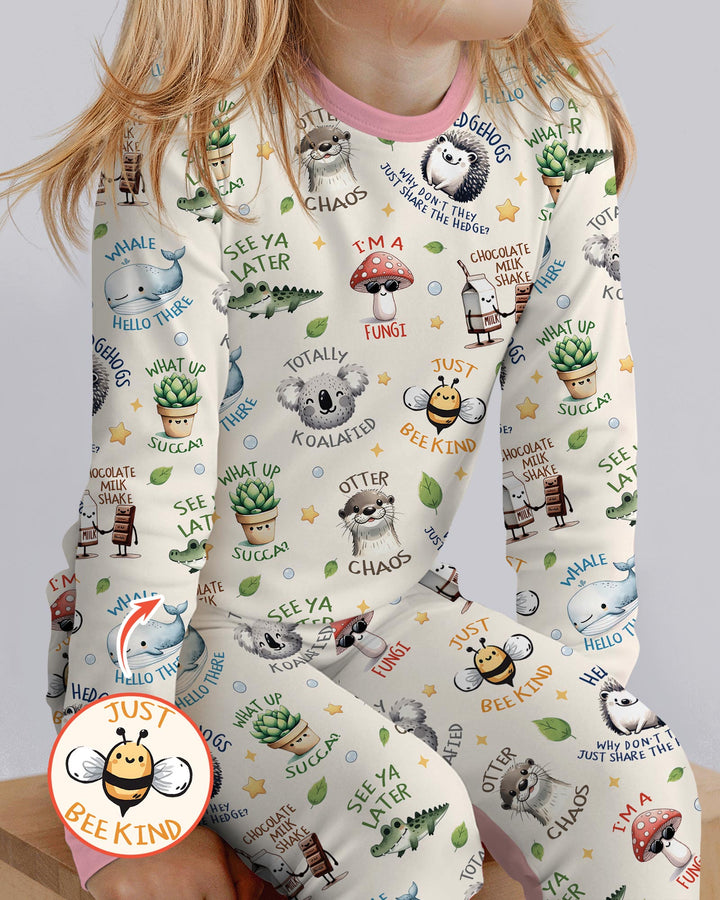 Silly Little Puns Bamboo Two Piece Long Sleeve Pajama Set