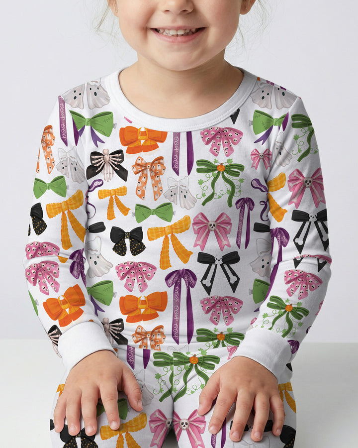 Halloween Coquette Bows Bamboo Two Piece Long Sleeve Pajama Set