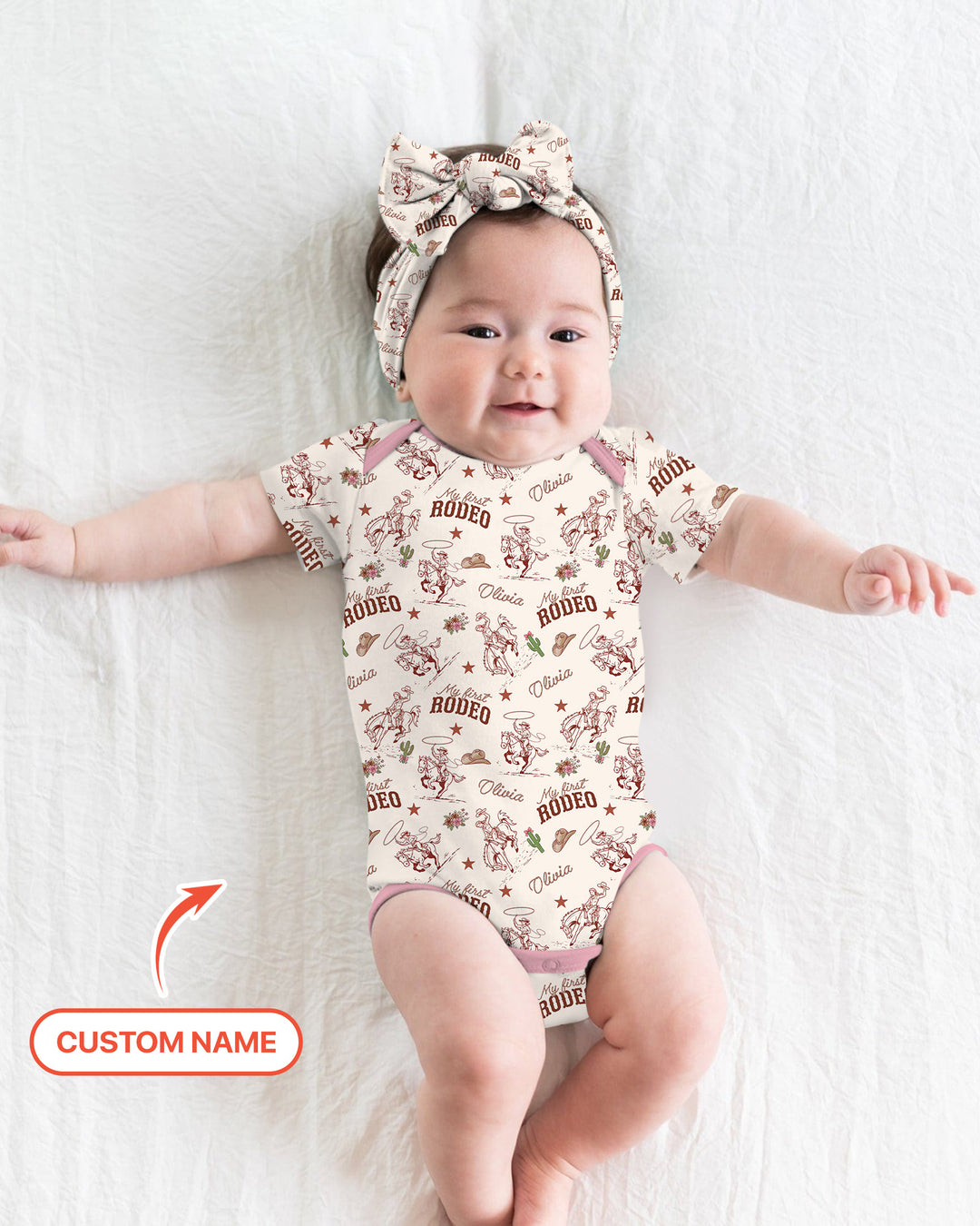 Custom Name First Rodeo Family Matching Bamboo Bodysuit