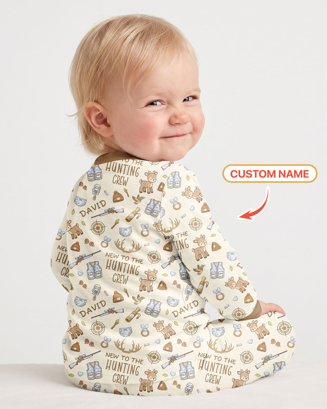 New To The Hunting Crew Custom Name Bamboo Two Piece Long Sleeve Pajama Set
