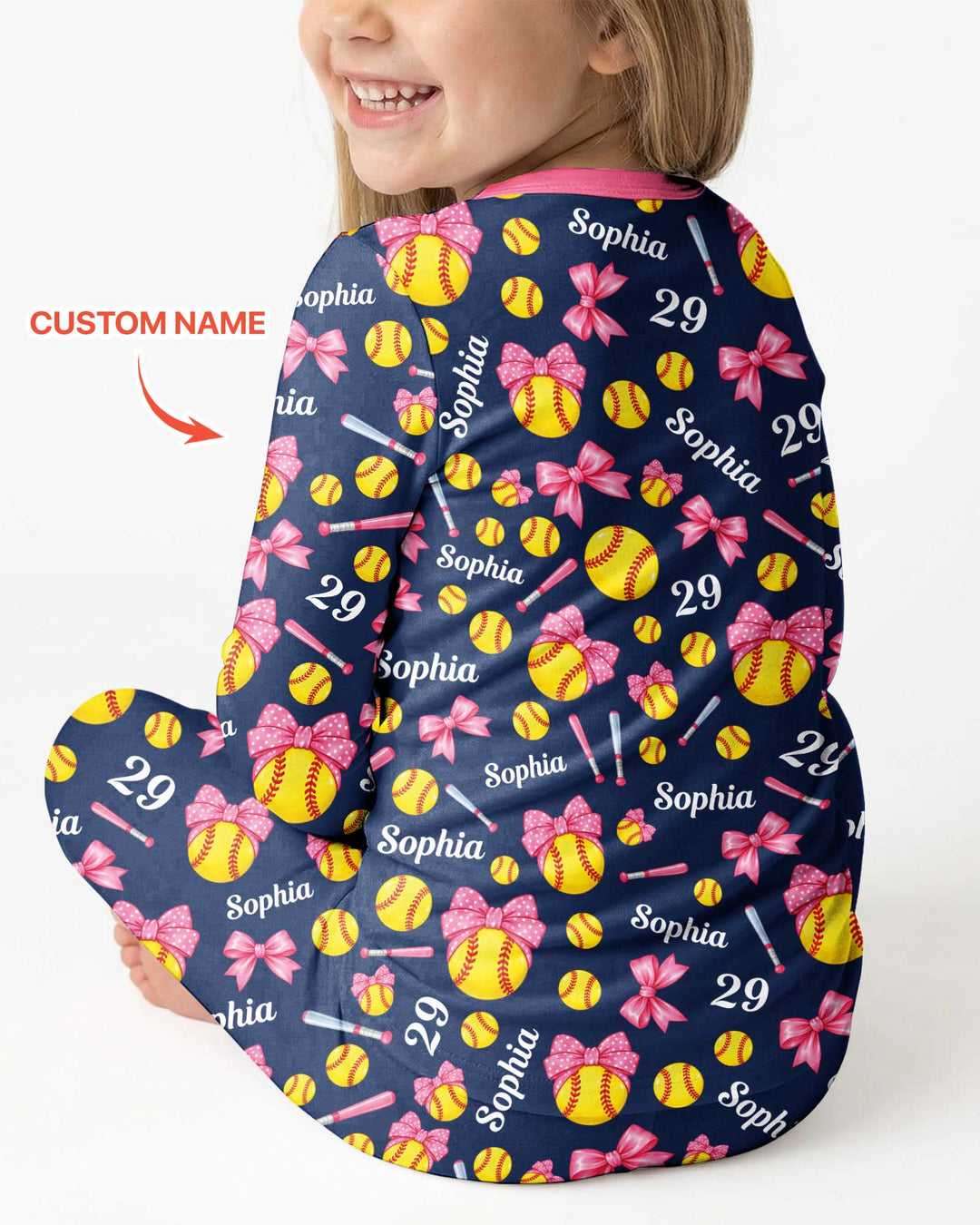 Little Softball Star Bamboo Two Piece Long Sleeve Pajama Set