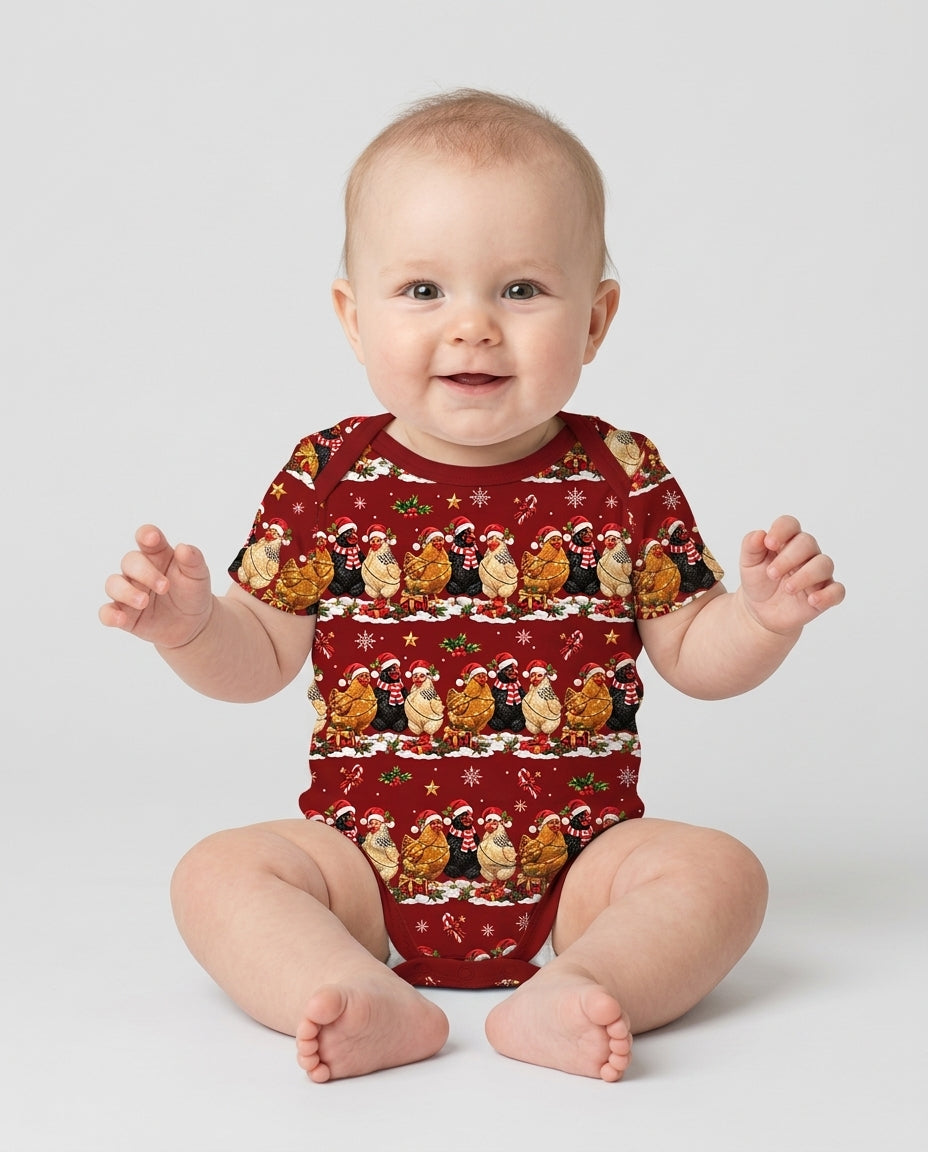 Farm Chicken Christmas Bamboo Bodysuit